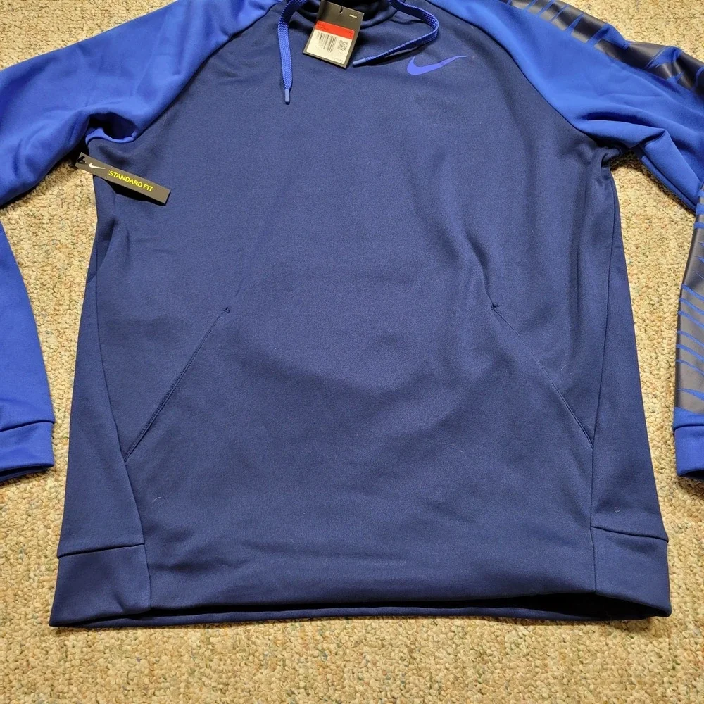 Nike Hoodie Mens Large Blue Therma Fit Pullover‎ Training Long Sleeve Swoosh NWT